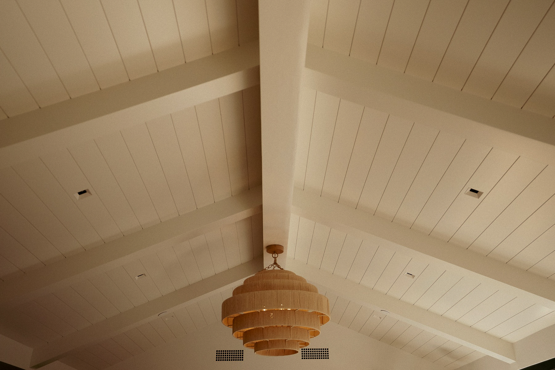 Vaulted ceiling and pendant light